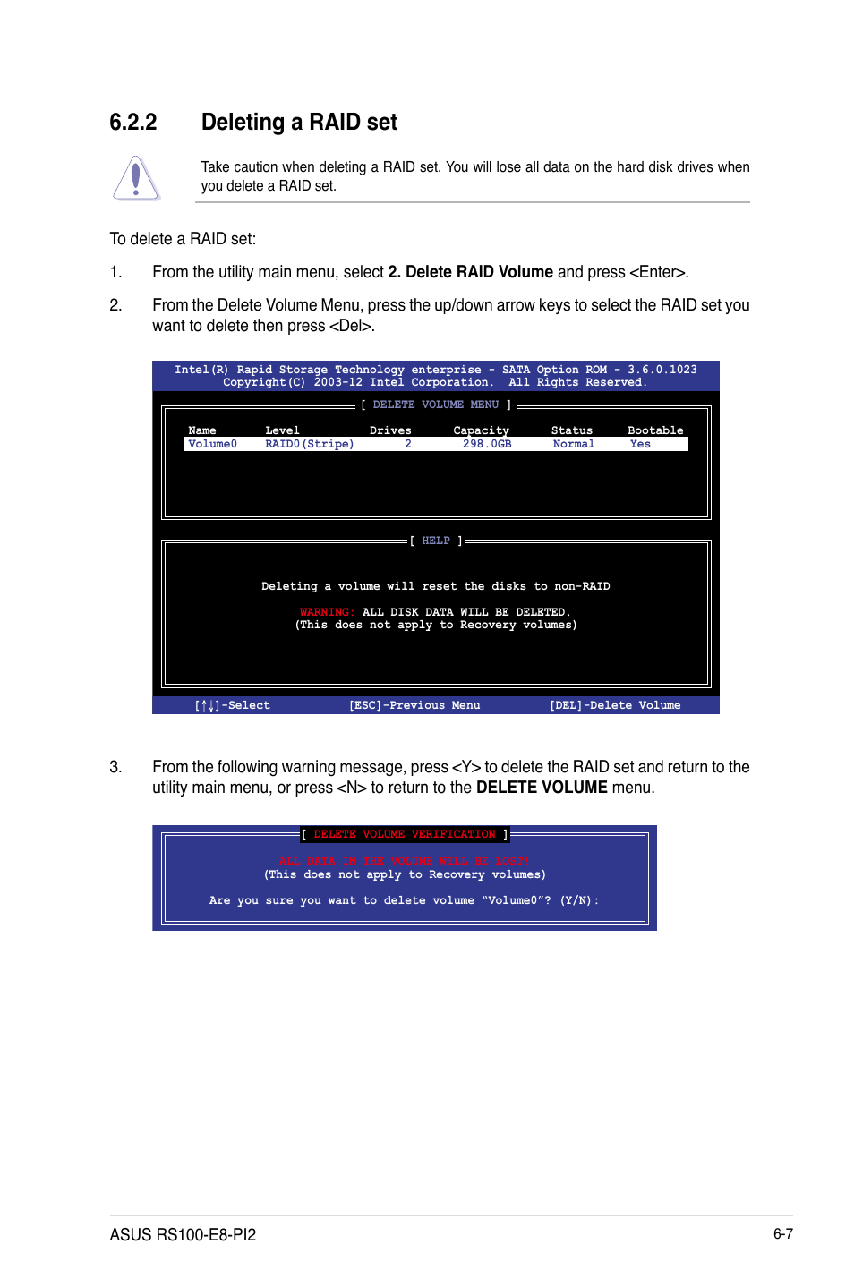 2 deleting a raid set, Deleting a raid set -7 | Asus RS100-E8-PI2 User Manual | Page 115 / 158