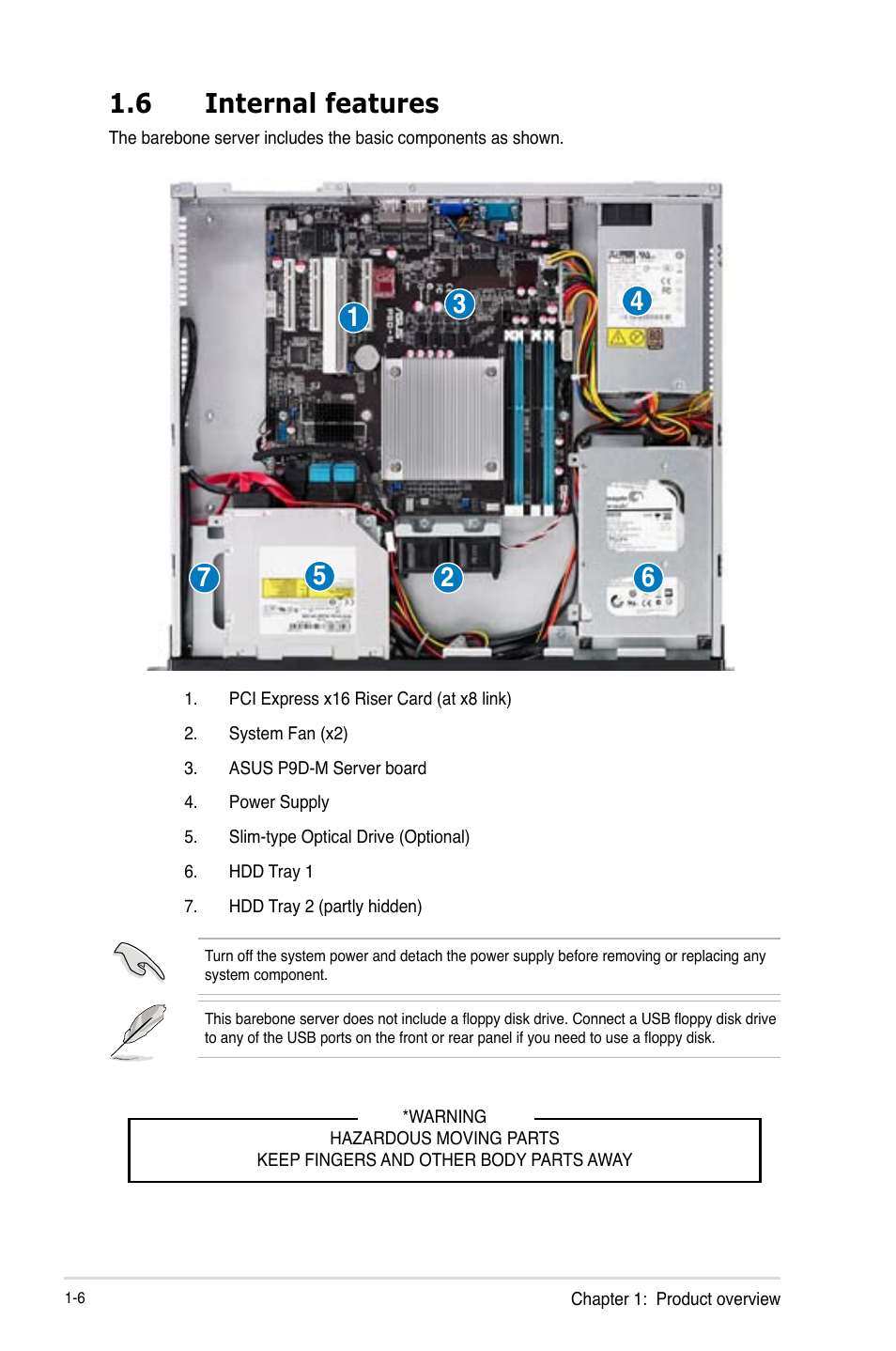 6 internal features, Internal features -6 | Asus RS100-E8-PI2 User Manual | Page 16 / 158