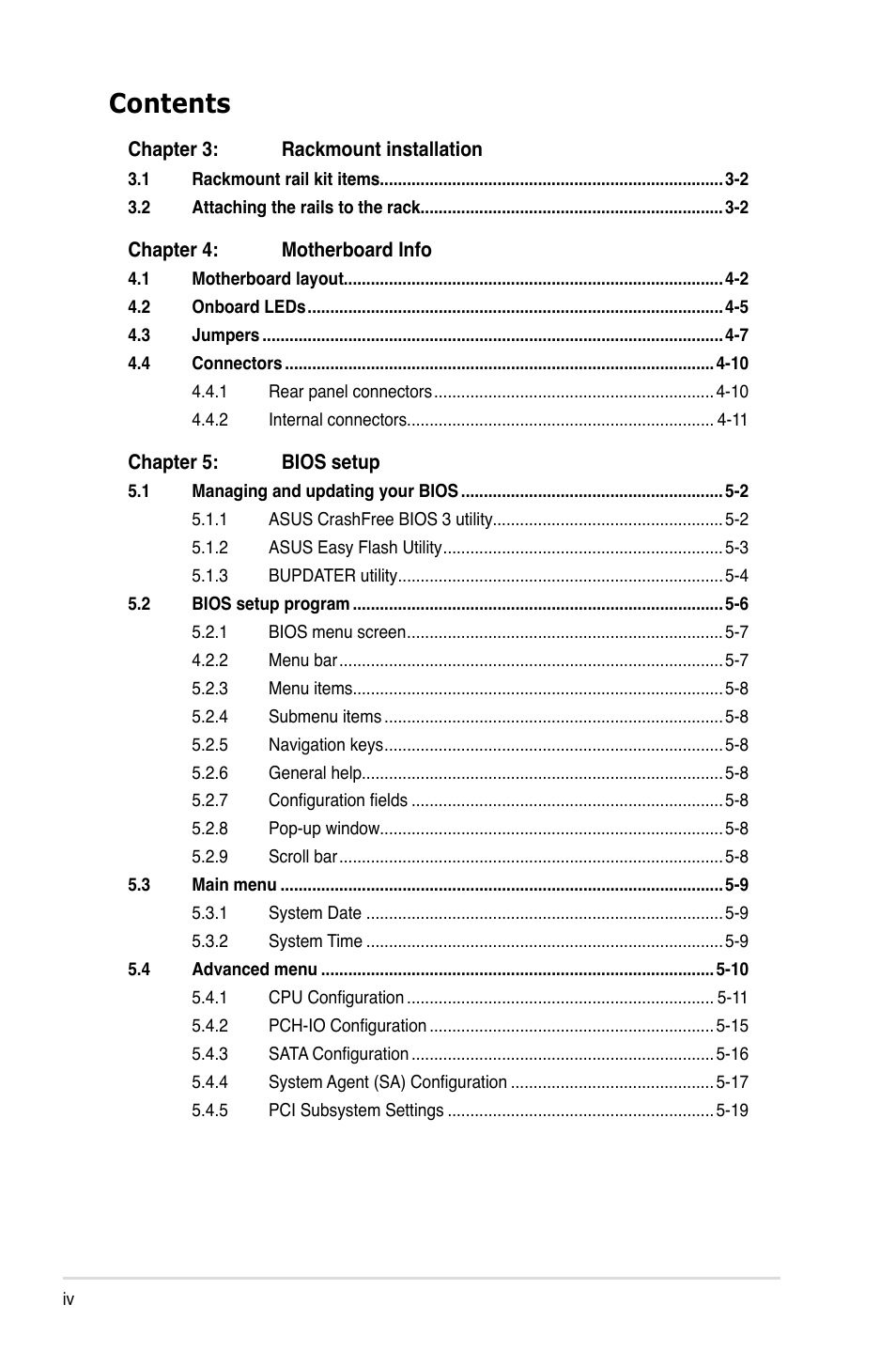Asus RS100-E8-PI2 User Manual | Page 4 / 158