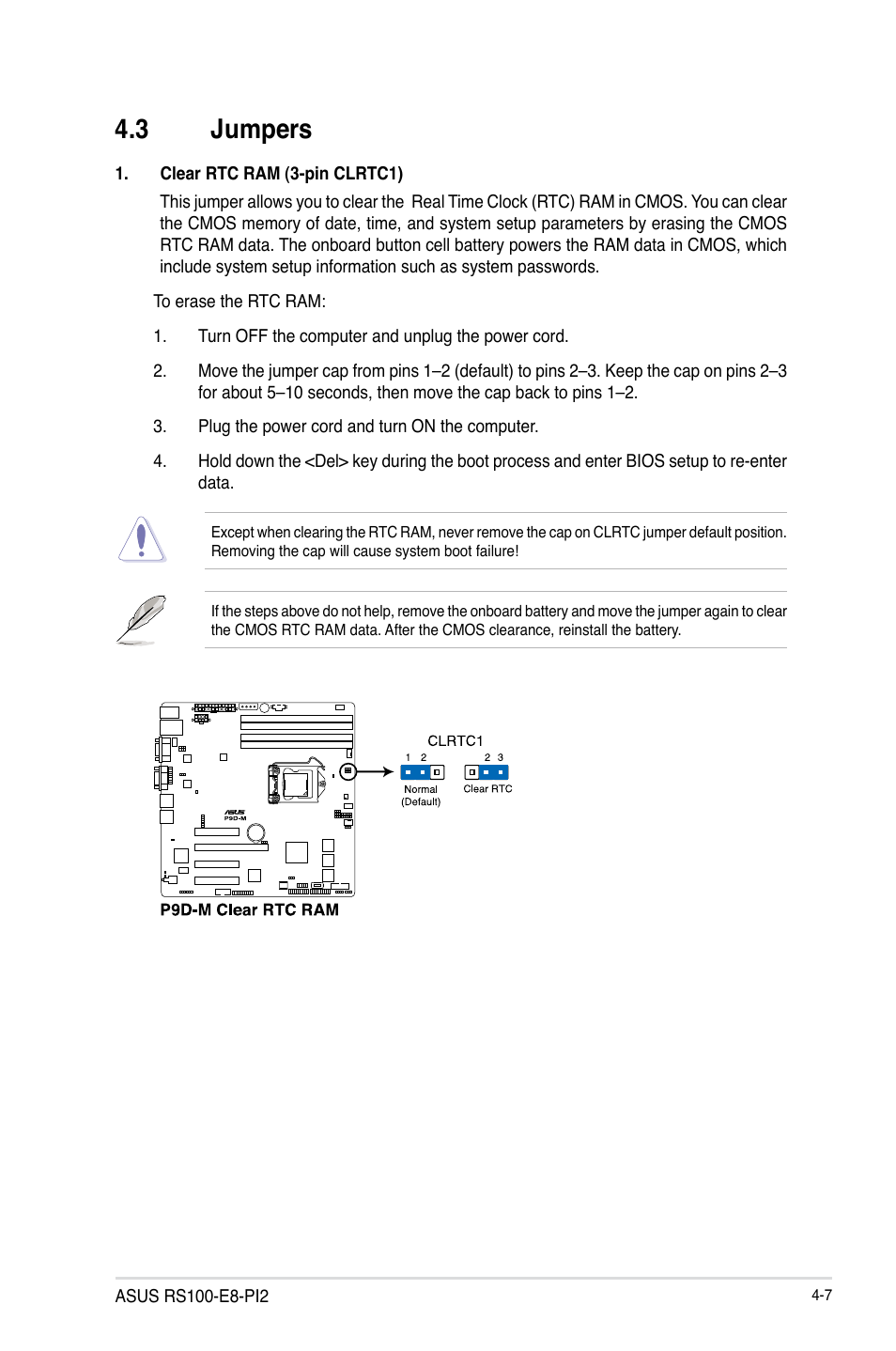 3 jumpers, Jumpers -7 | Asus RS100-E8-PI2 User Manual | Page 59 / 158