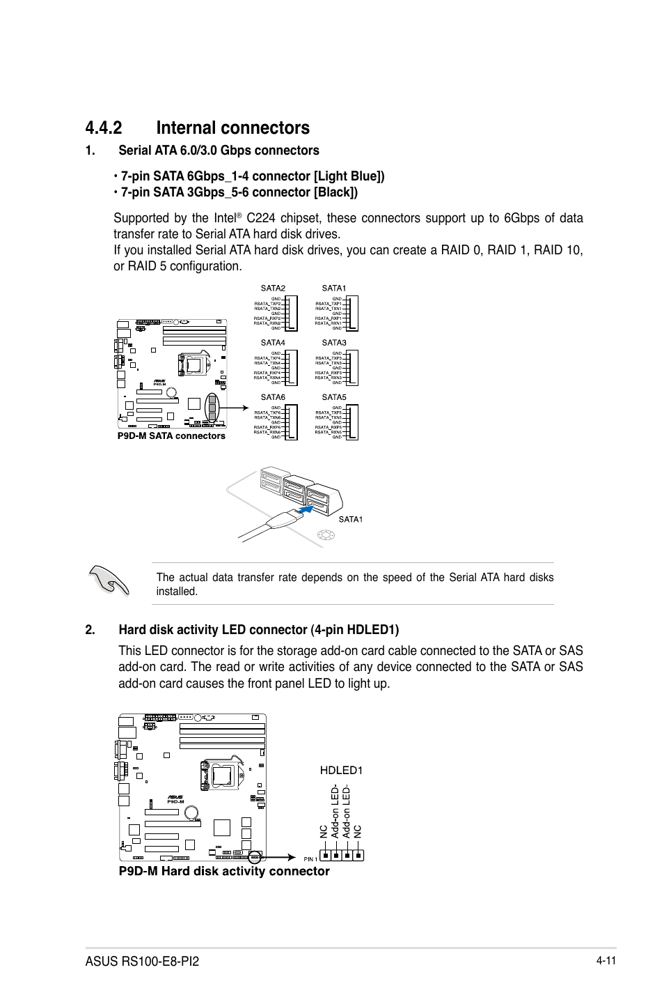 2 internal connectors, Internal connectors -11 | Asus RS100-E8-PI2 User Manual | Page 63 / 158