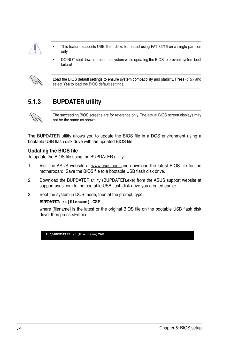 3 bupdater utility, Bupdater utility -4 | Asus RS100-E8-PI2 User Manual | Page 74 / 158