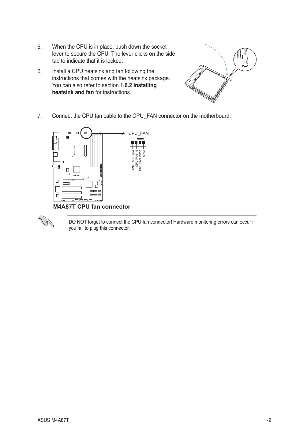 M4a87t cpu fan connector | Asus M4A87T User Manual | Page 21 / 72