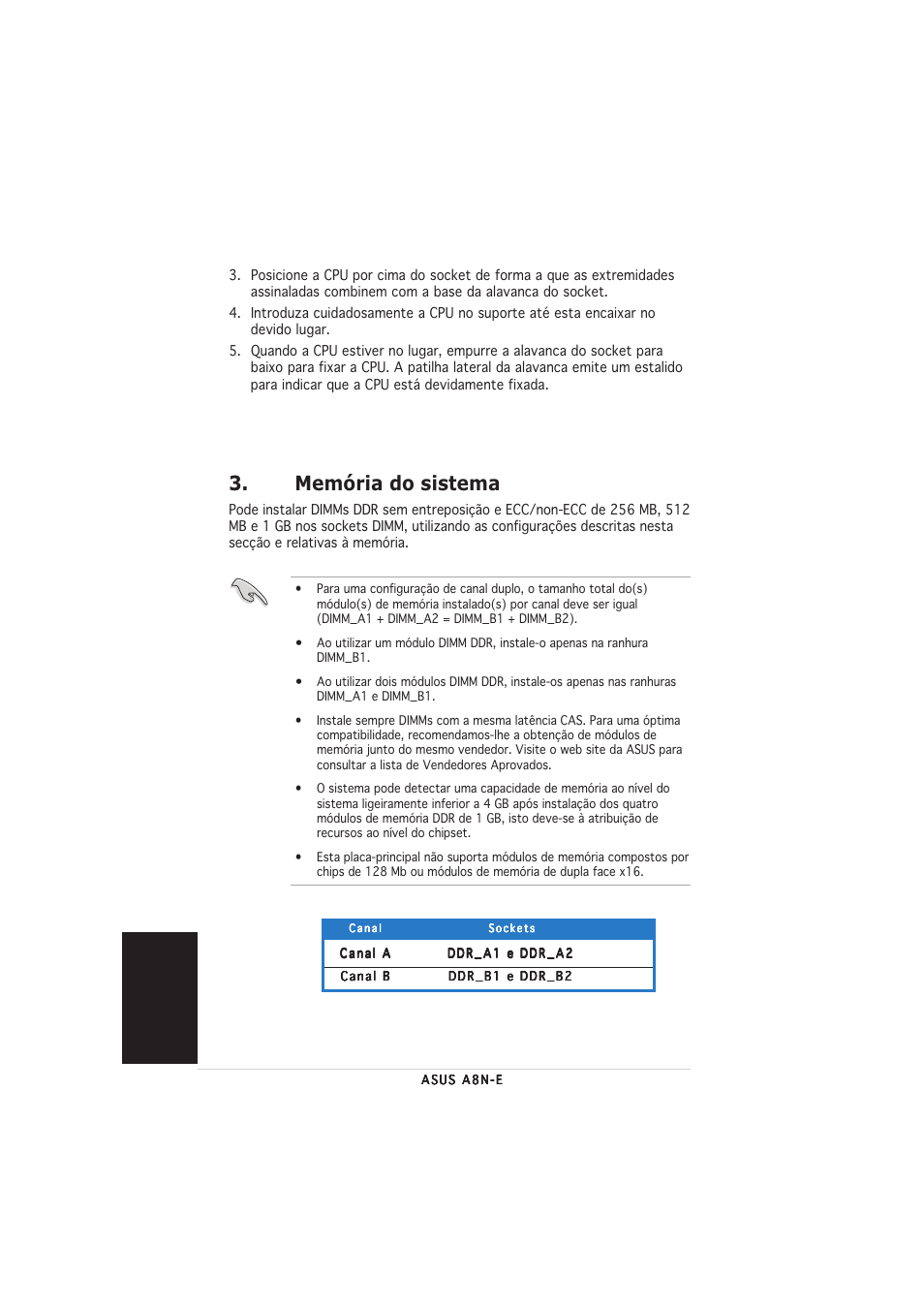 Memória do sistema, Portugu ê s | Asus A8N-E User Manual | Page 18 / 20