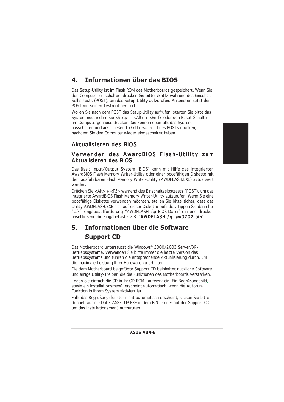 Informationen über das bios, Informationen über die software support cd | Asus A8N-E User Manual | Page 7 / 20