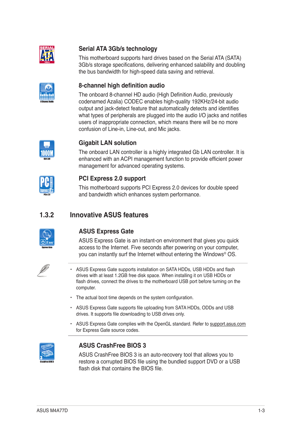 2 innovative asus features, Innovative asus features -3 | Asus M4A77D User Manual | Page 13 / 62