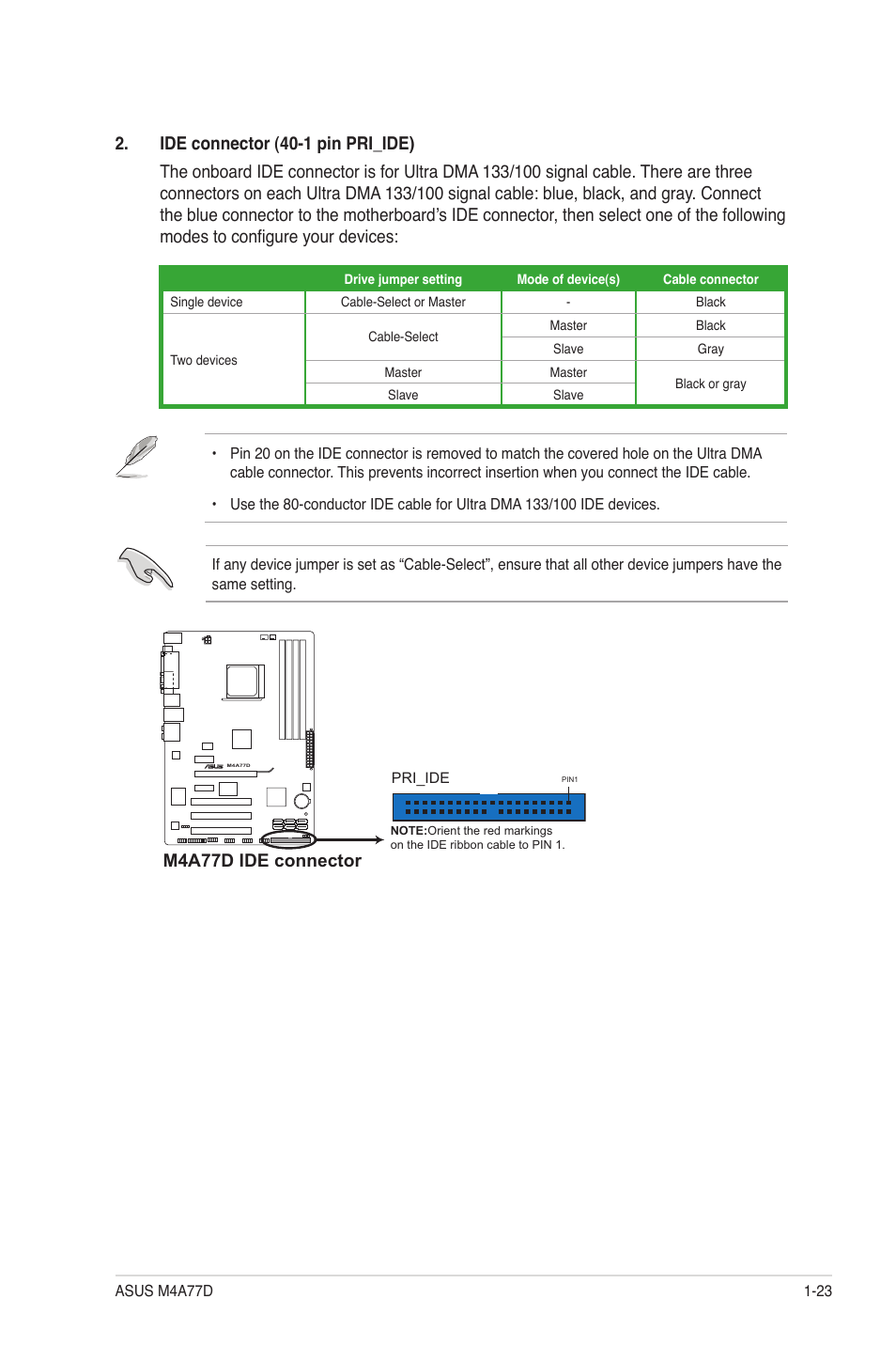 M4a77d ide connector | Asus M4A77D User Manual | Page 33 / 62