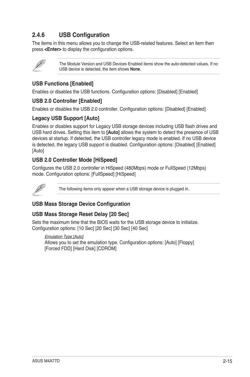 6 usb configuration, Usb configuration -15 | Asus M4A77D User Manual | Page 55 / 62