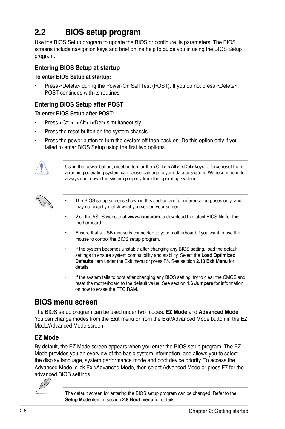 2 bios setup program, Bios setup program -6, Bios menu screen | Asus H87I-PLUS User Manual | Page 33 / 74