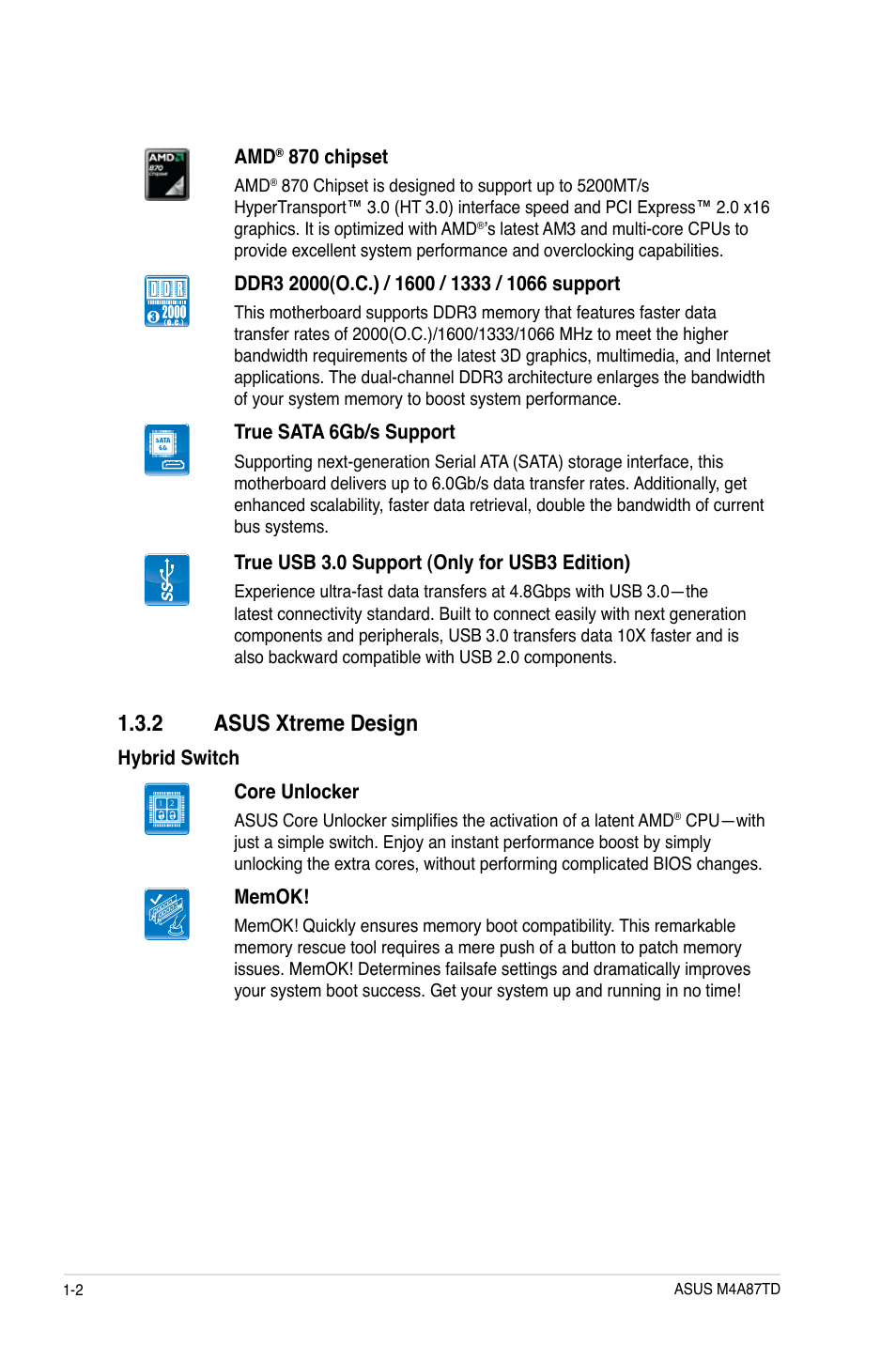 2 asus xtreme design | Asus M4A87TD/USB3 User Manual | Page 14 / 72
