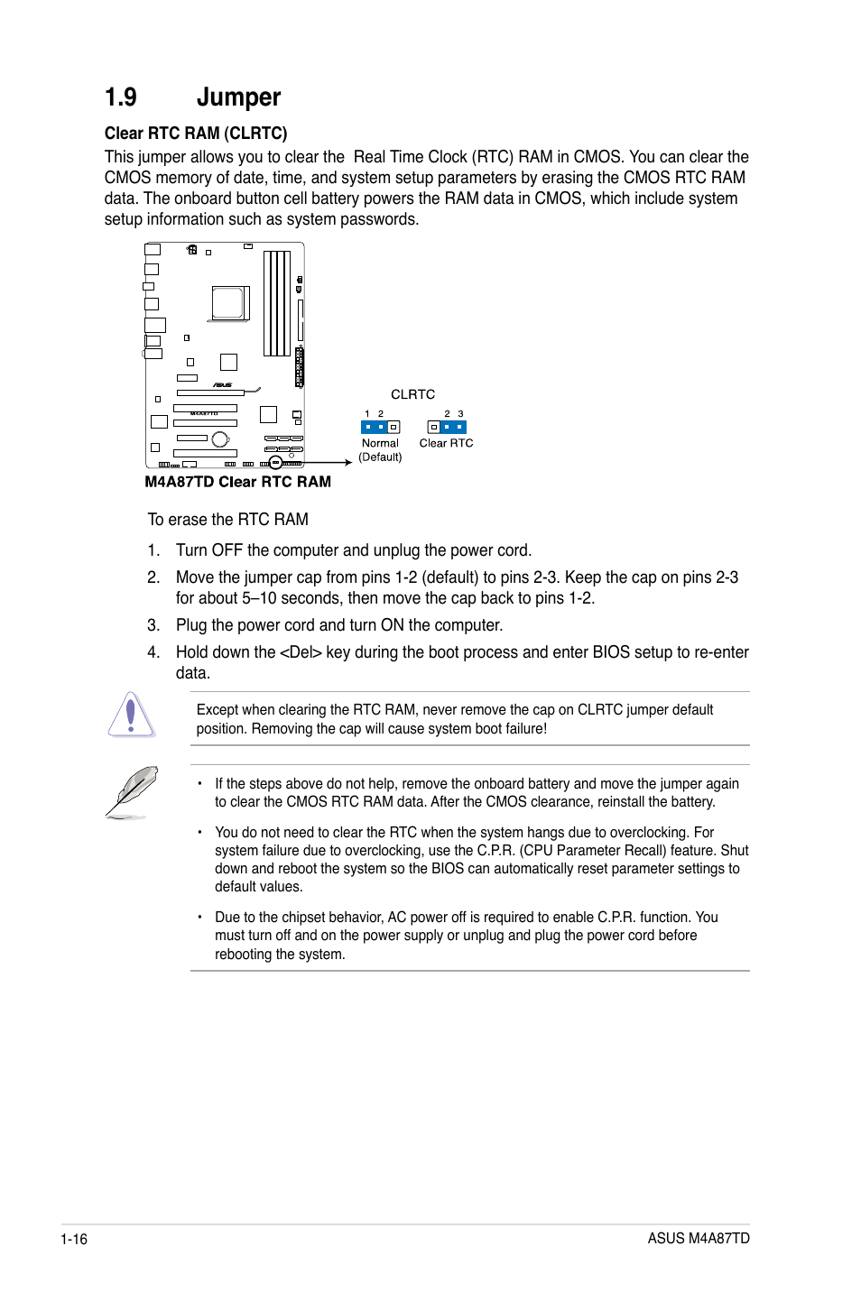 9 jumper | Asus M4A87TD/USB3 User Manual | Page 28 / 72