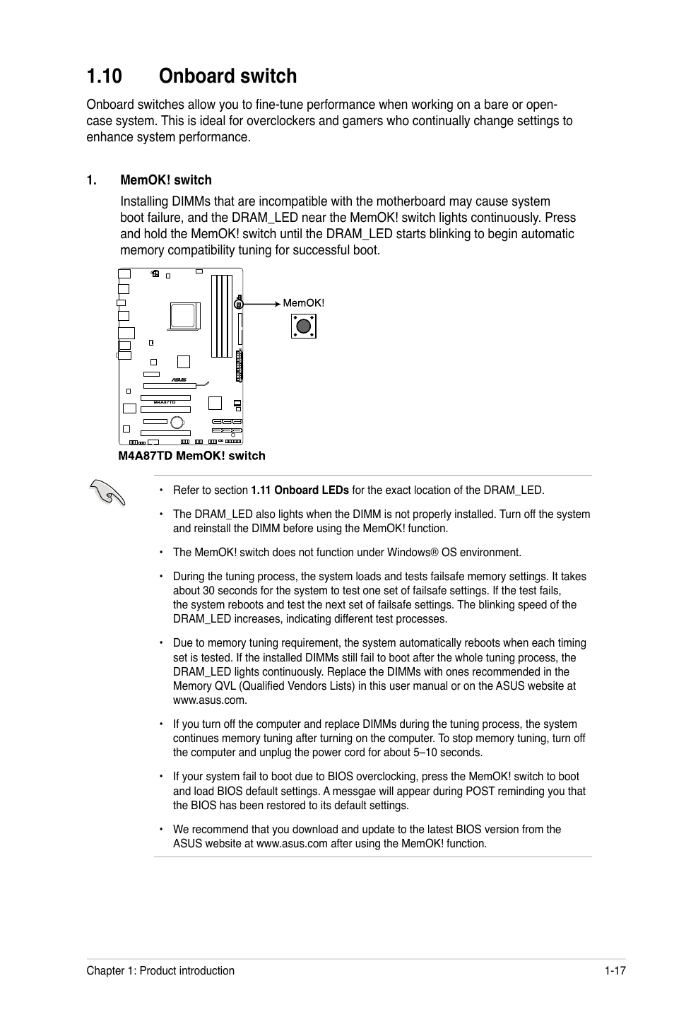 10 onboard switch | Asus M4A87TD/USB3 User Manual | Page 29 / 72
