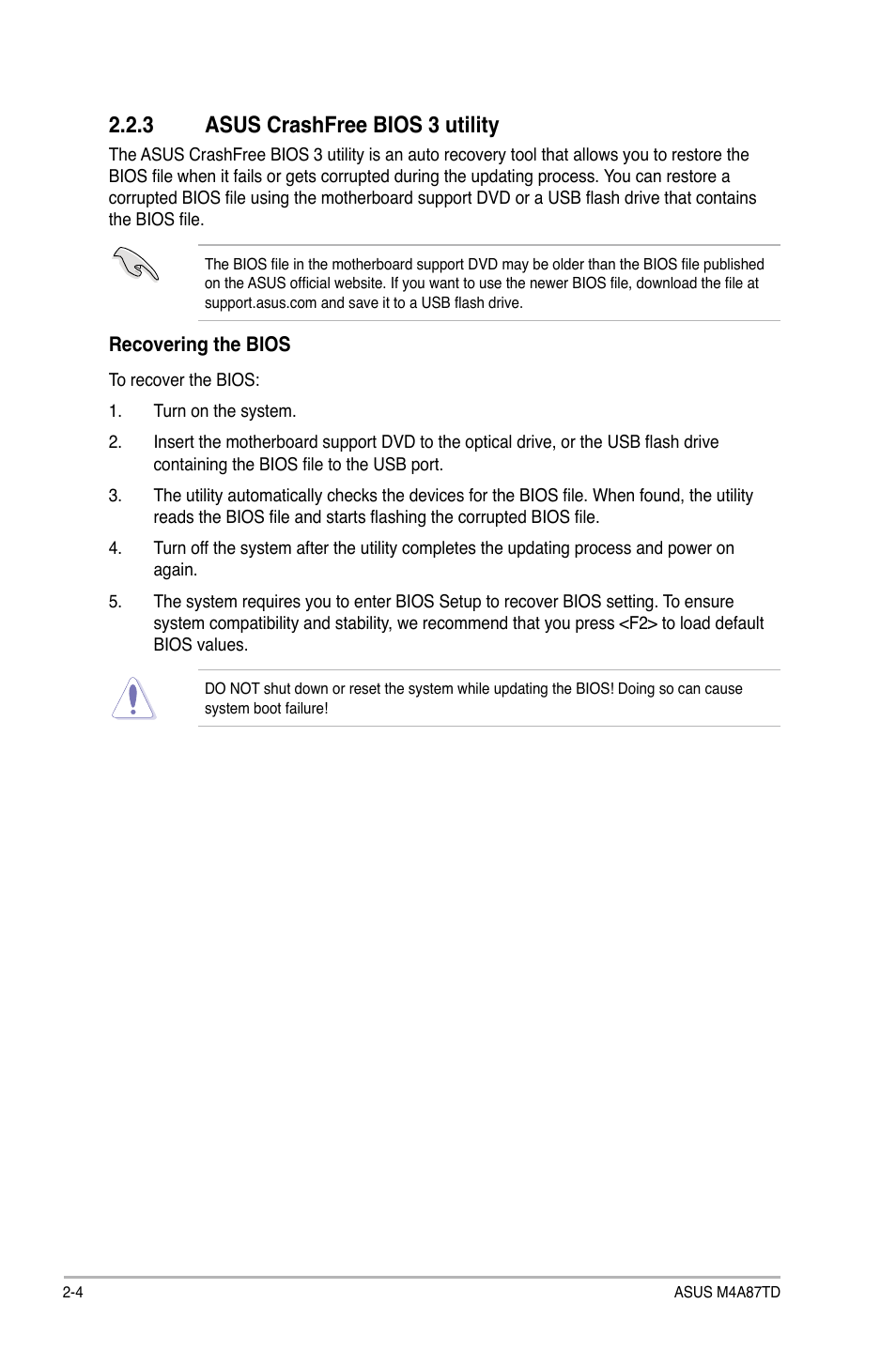 3 asus crashfree bios 3 utility | Asus M4A87TD/USB3 User Manual | Page 44 / 72