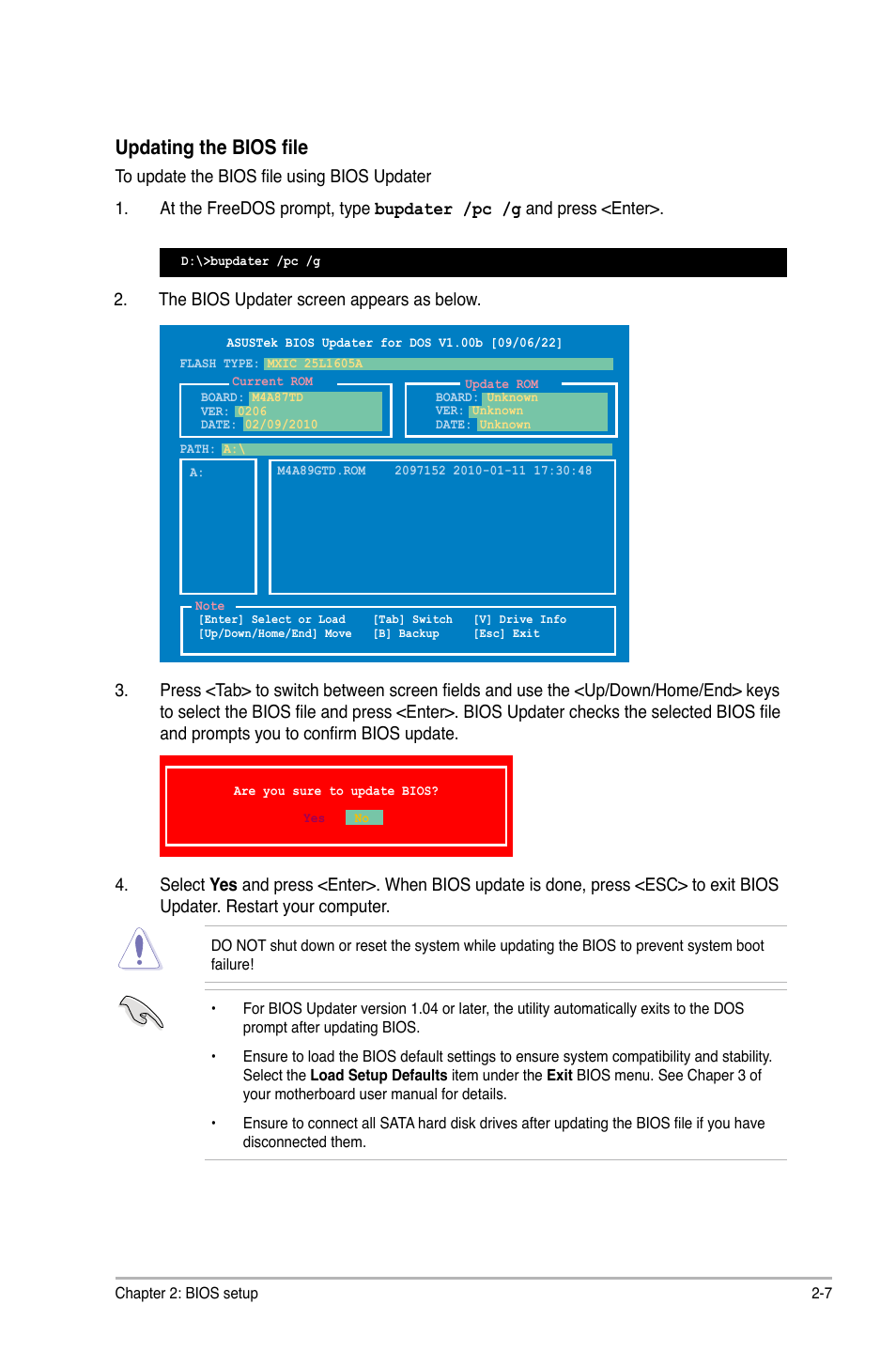 Updating the bios file | Asus M4A87TD/USB3 User Manual | Page 47 / 72