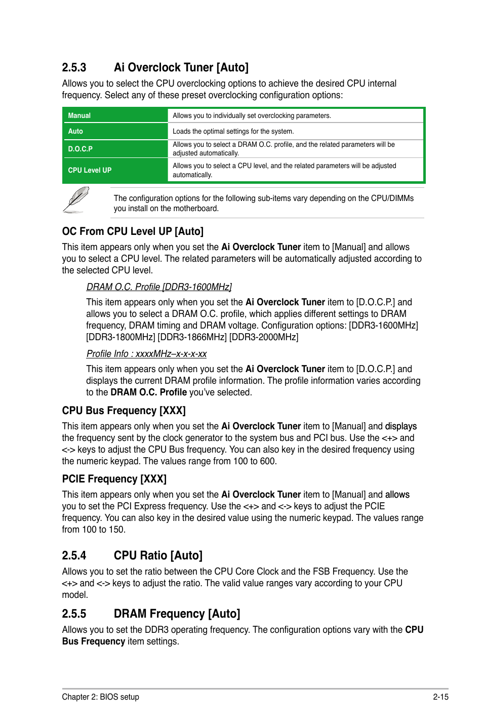 3 ai overclock tuner [auto, 4 cpu ratio [auto, 5 dram frequency [auto | Asus M4A87TD/USB3 User Manual | Page 55 / 72
