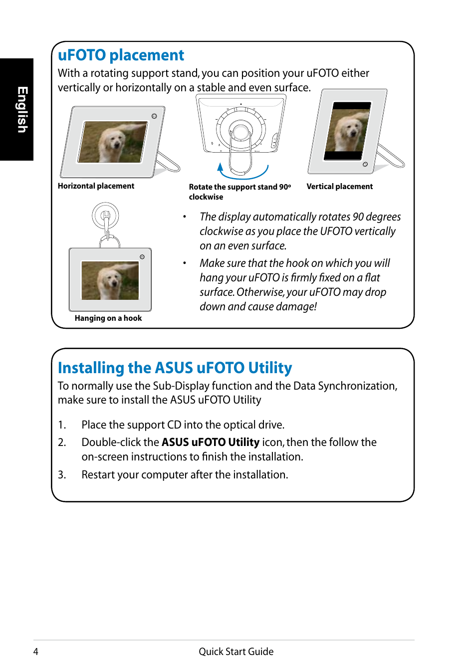 Installing the asus ufoto utility, Ufoto placement | Asus UF735S User Manual | Page 4 / 10