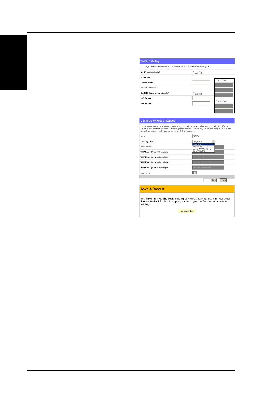 Quick setup (cont.) | Asus WL-530g User Manual | Page 8 / 70