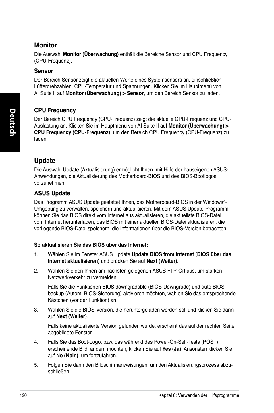 Deutsch d eutsch d eutsch d eutsch, Monitor, Update | Asus CM6330 User Manual | Page 122 / 494
