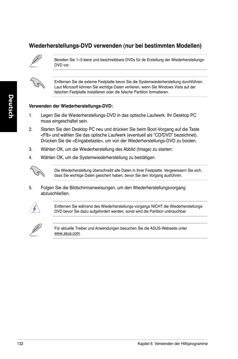 Deutsch d eutsch | Asus CM6330 User Manual | Page 134 / 494
