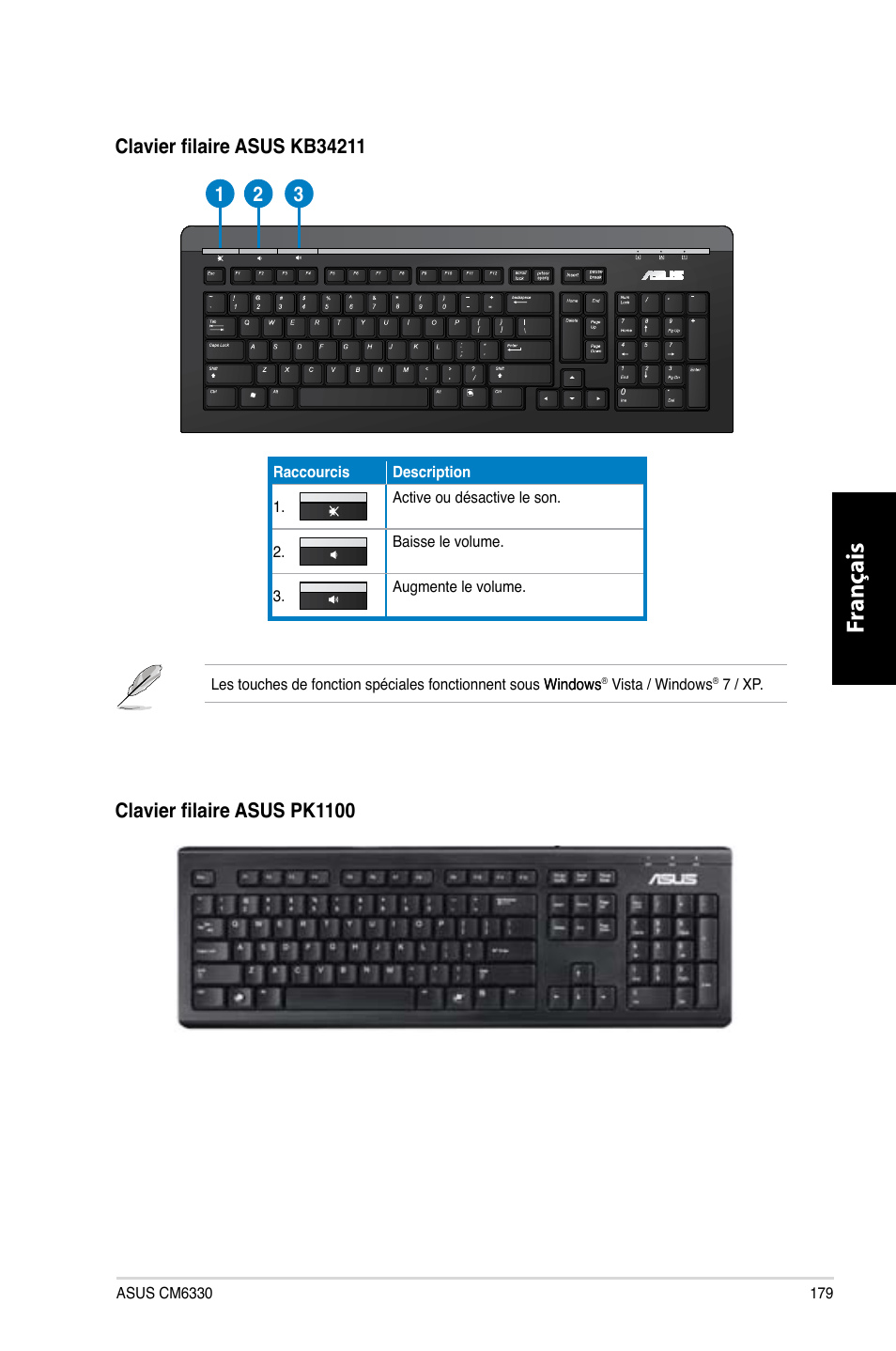 Fr ançais fr ançais | Asus CM6330 User Manual | Page 181 / 494