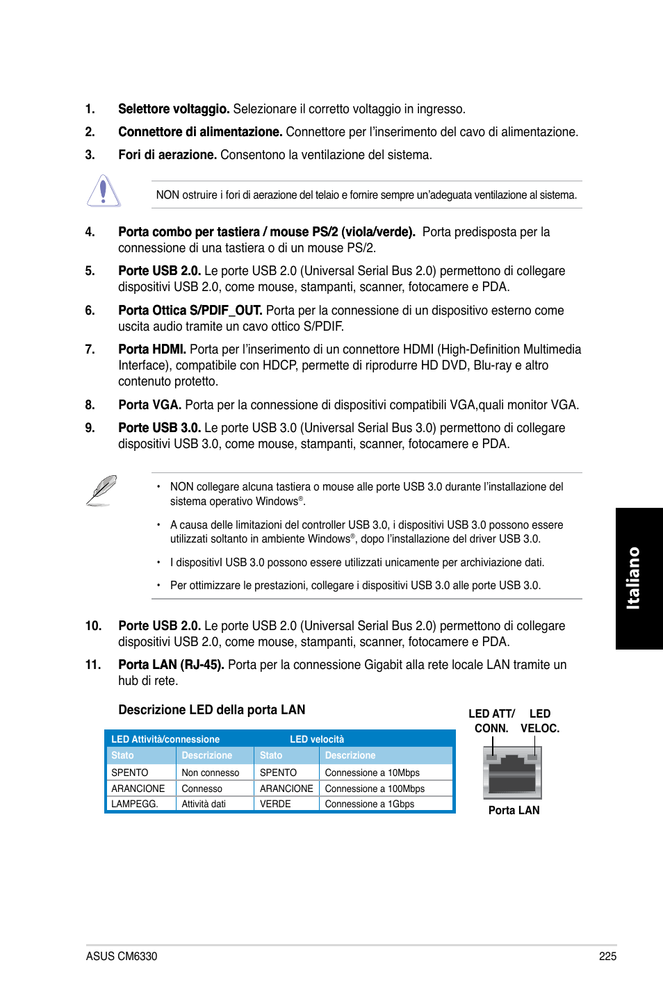 Italiano | Asus CM6330 User Manual | Page 227 / 494