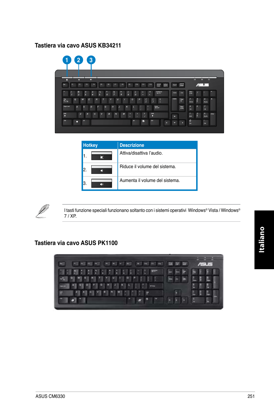 Italiano | Asus CM6330 User Manual | Page 253 / 494