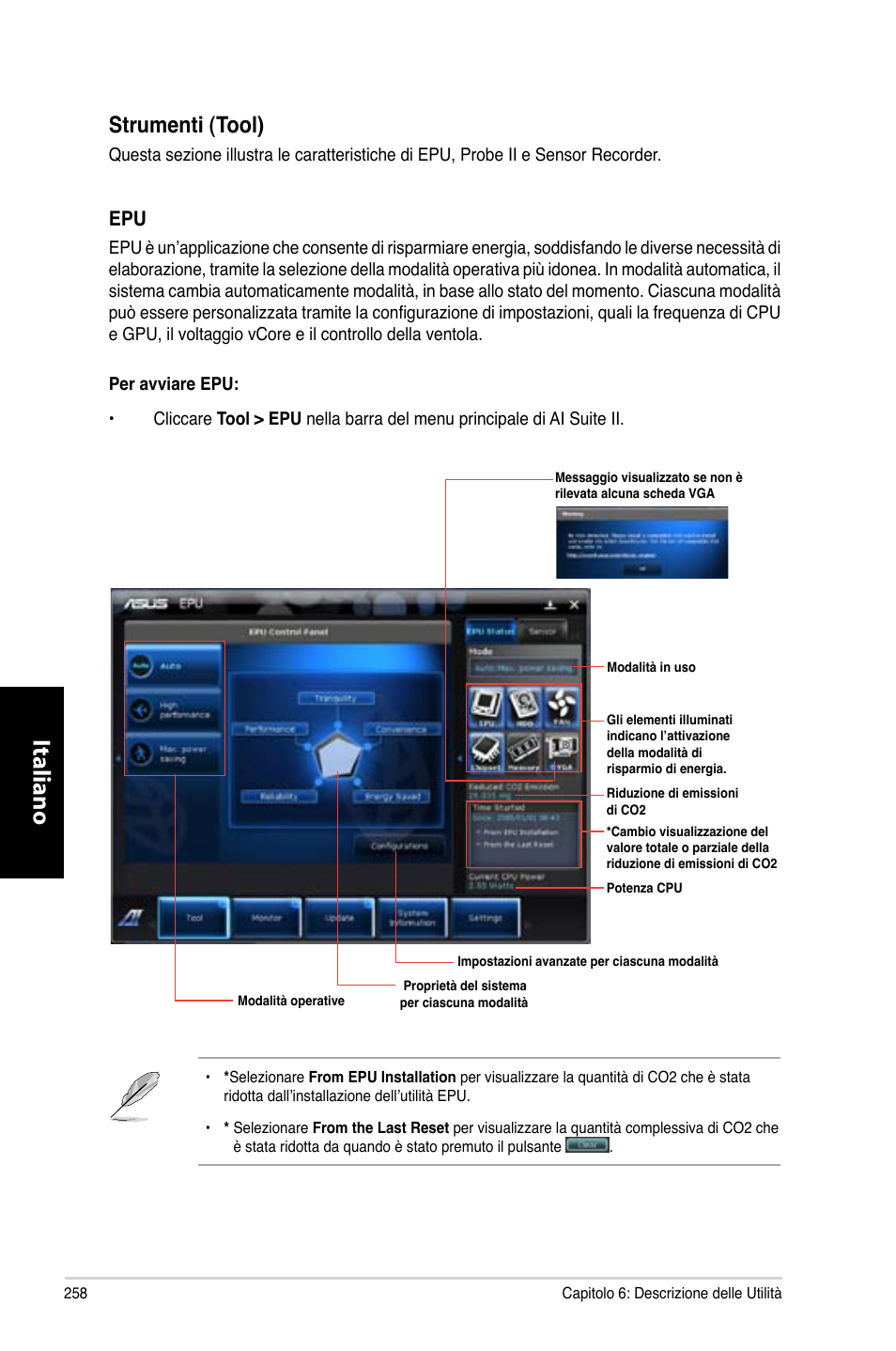 Italiano, Strumenti.�tool | Asus CM6330 User Manual | Page 260 / 494