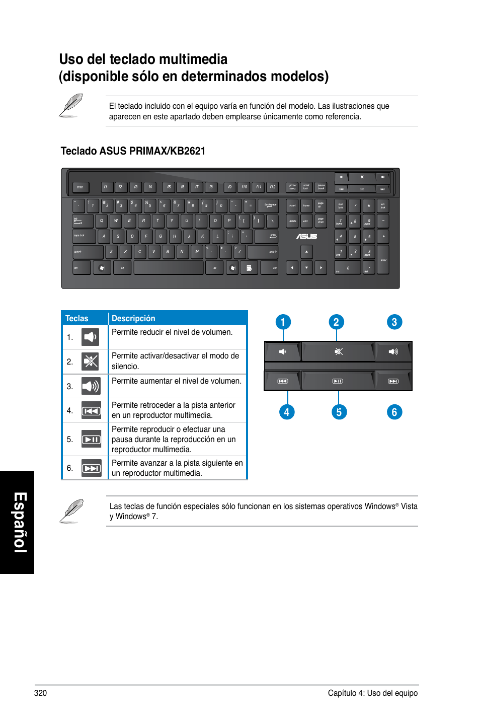 Es pa ño l es pa ño l es pa ño l es pa ño l | Asus CM6330 User Manual | Page 322 / 494
