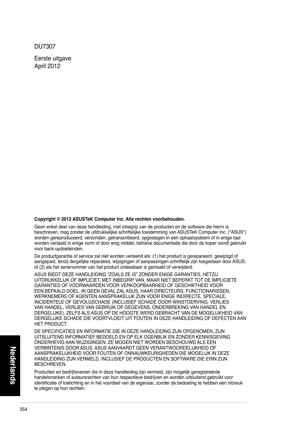 Nederlands | Asus CM6330 User Manual | Page 356 / 494