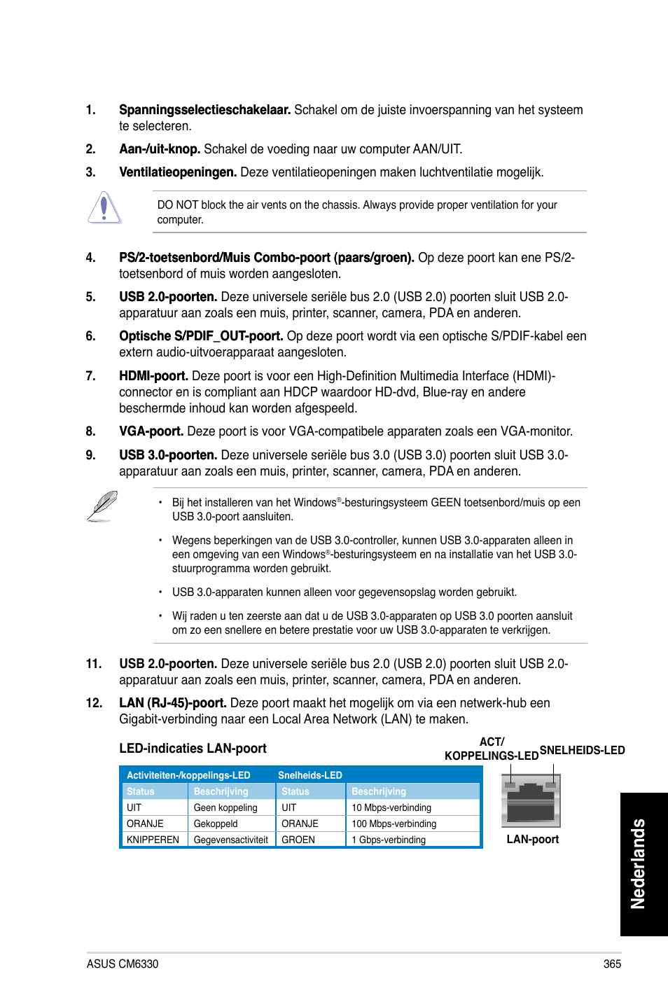 Nederlands | Asus CM6330 User Manual | Page 367 / 494