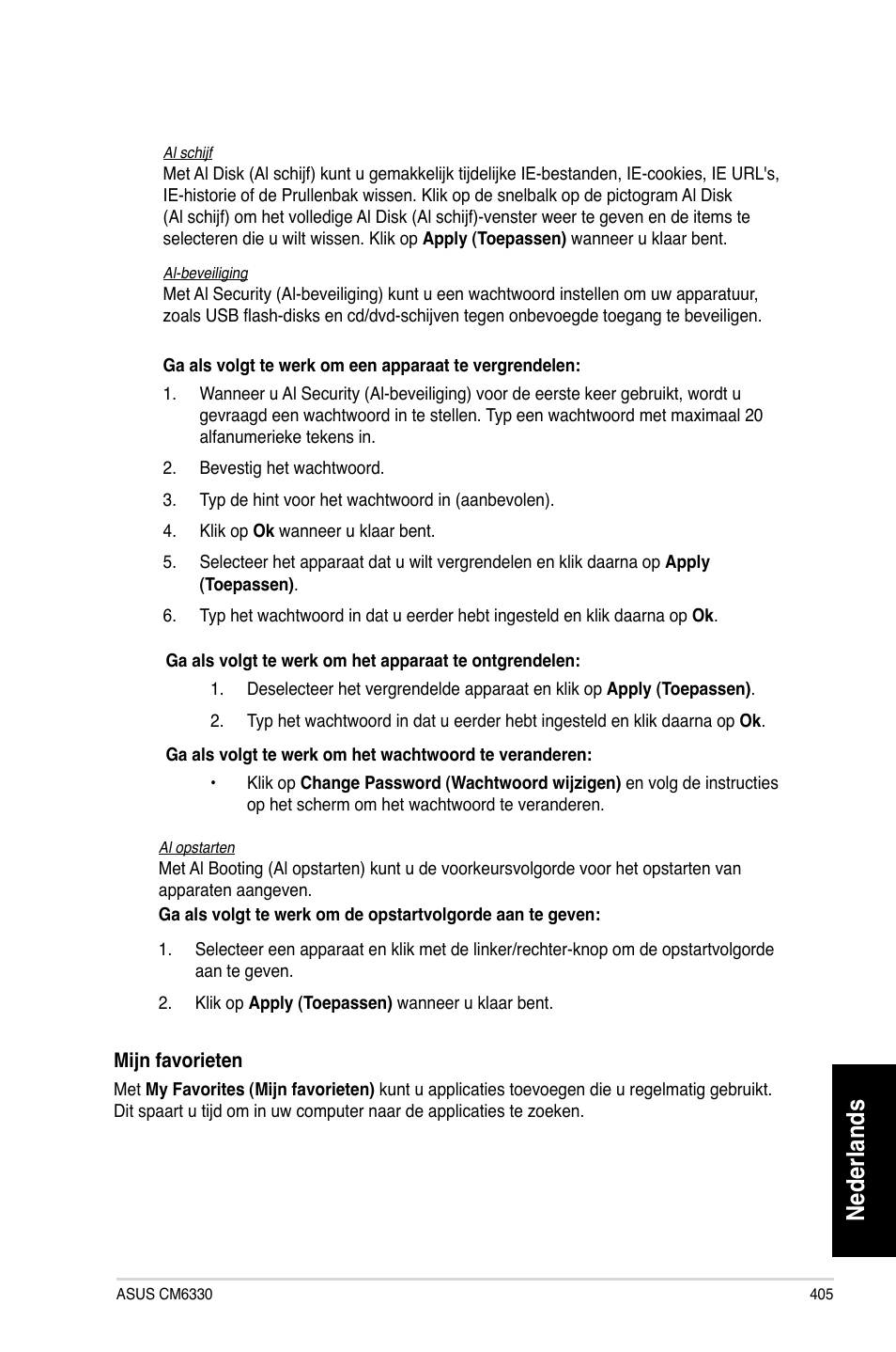 Nederlands | Asus CM6330 User Manual | Page 407 / 494