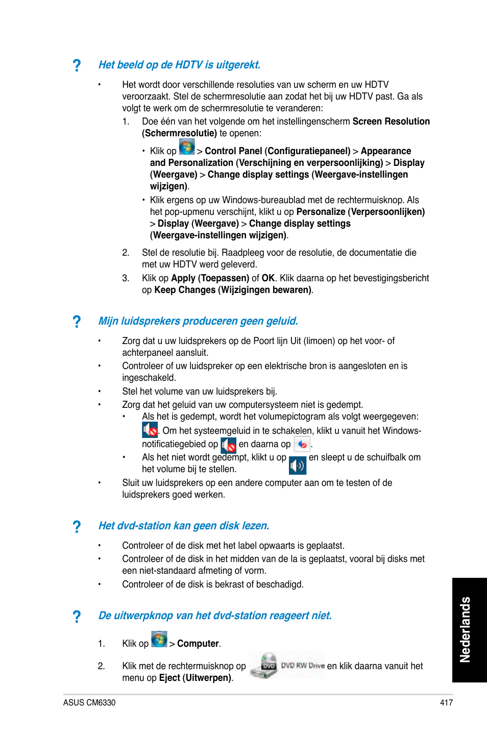 Nederlands | Asus CM6330 User Manual | Page 419 / 494