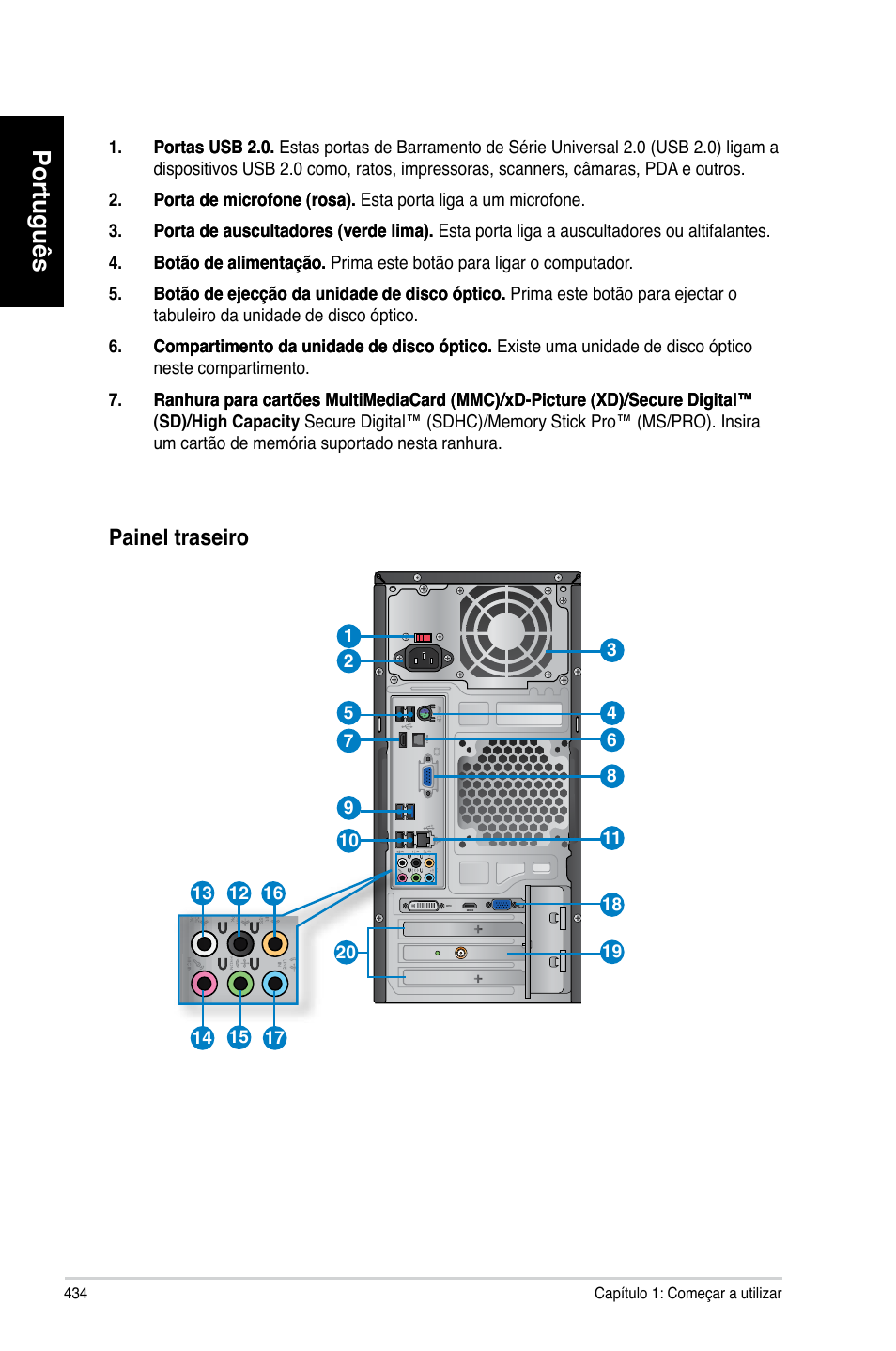 Português, Painel.traseiro | Asus CM6330 User Manual | Page 436 / 494