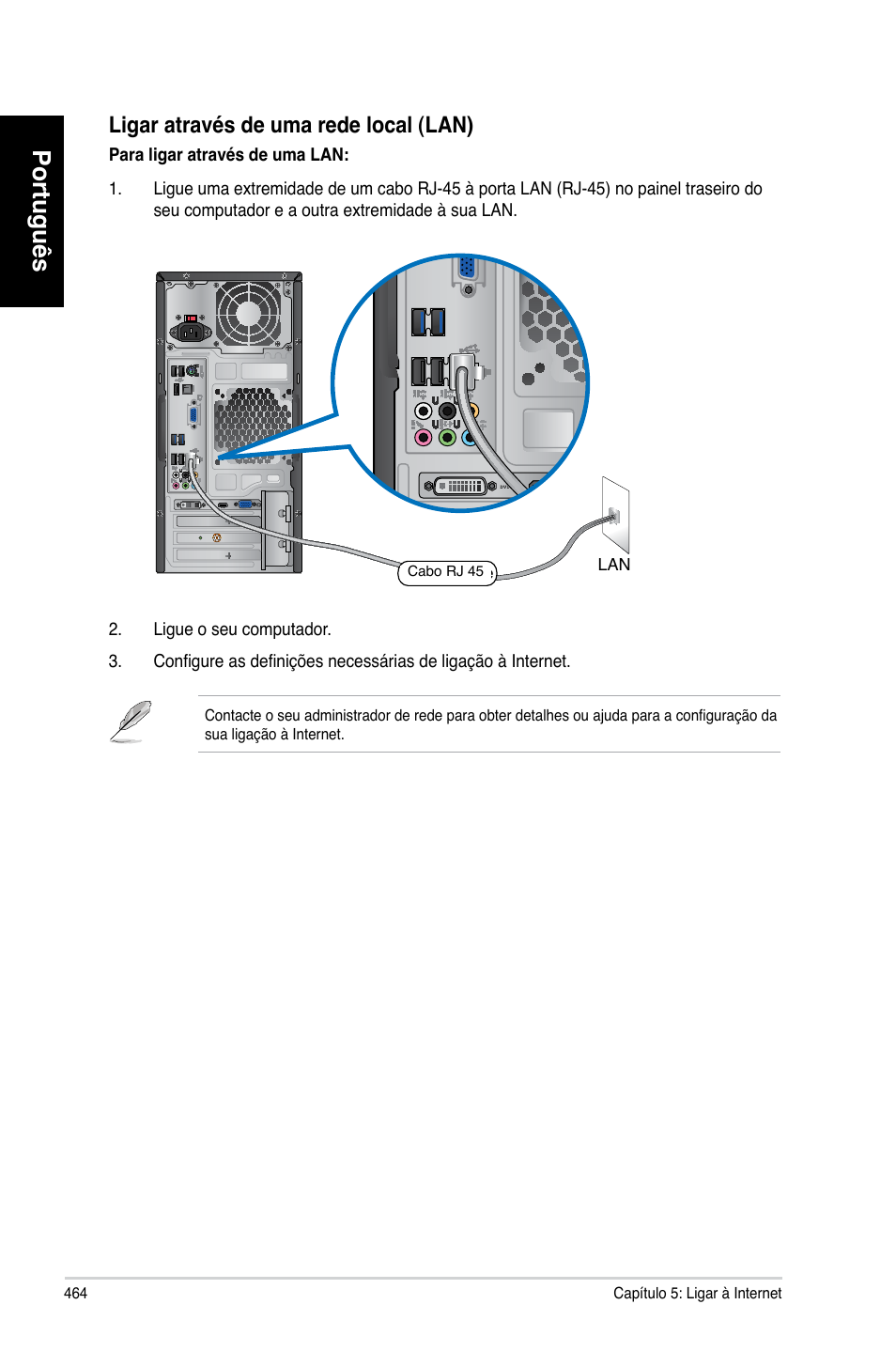 Português, Ligar.através.de.uma.rede.local.�lan | Asus CM6330 User Manual | Page 466 / 494