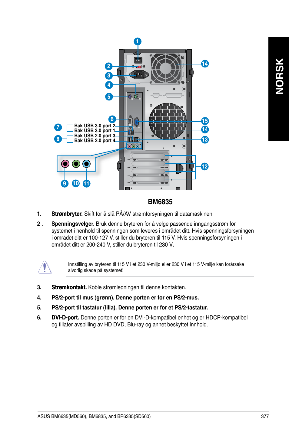 Norsk, Bm6835 | Asus BP6335 User Manual | Page 379 / 578