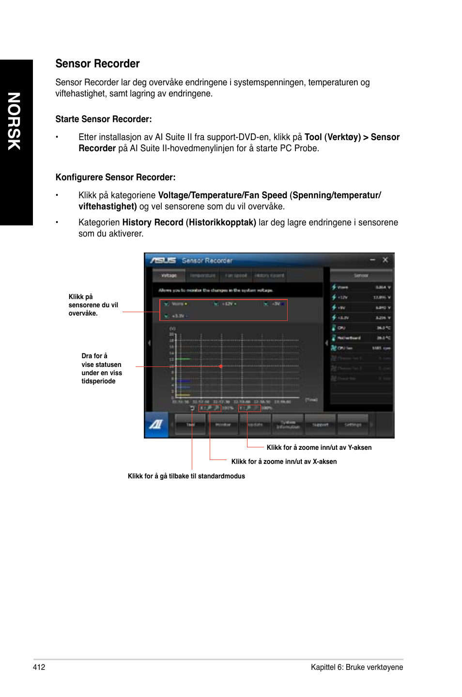 Norsk, Sensor recorder | Asus BP6335 User Manual | Page 414 / 578