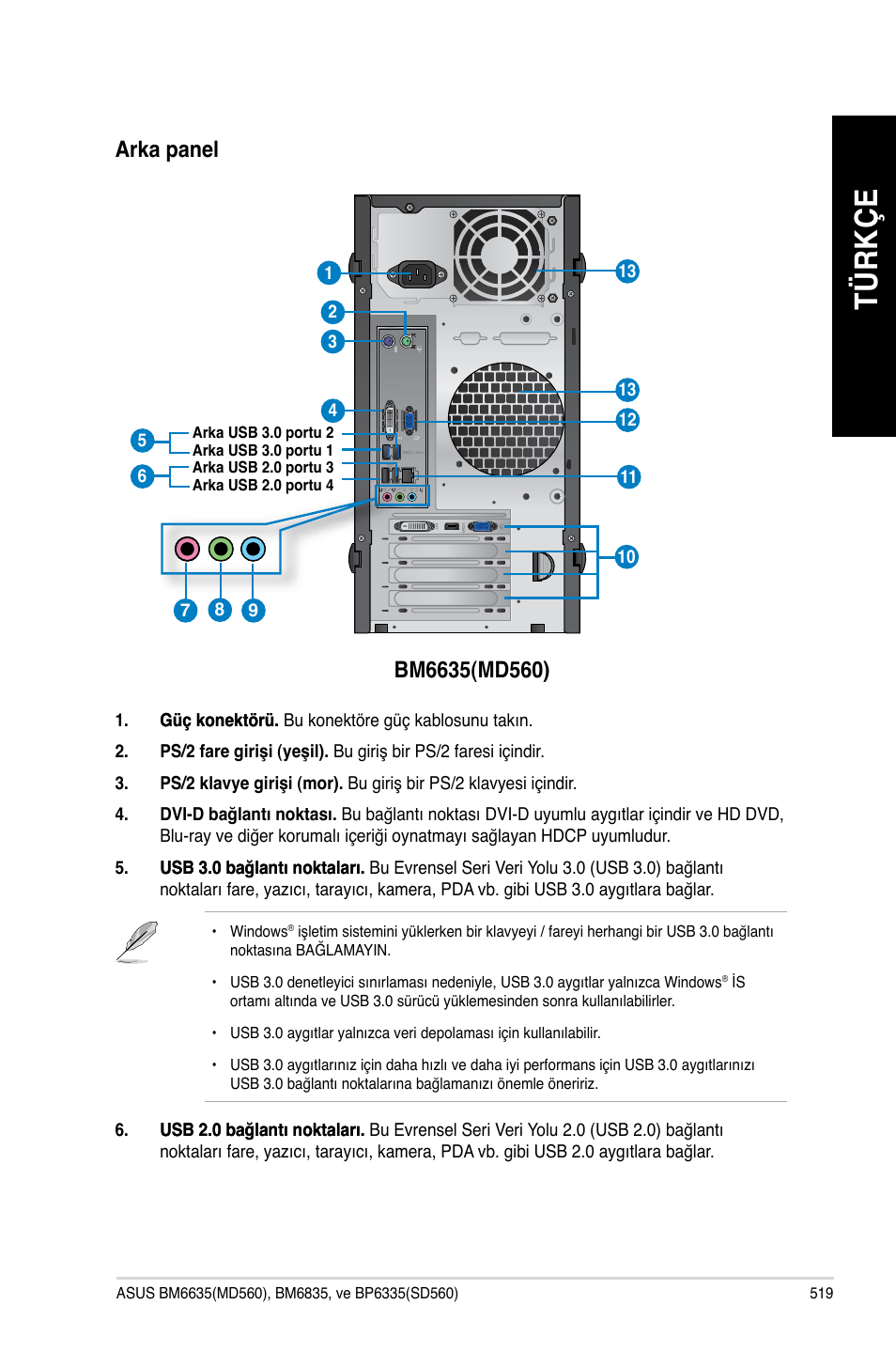 Tü rk çe tü rk çe tü rk çe tü rk çe | Asus BP6335 User Manual | Page 521 / 578