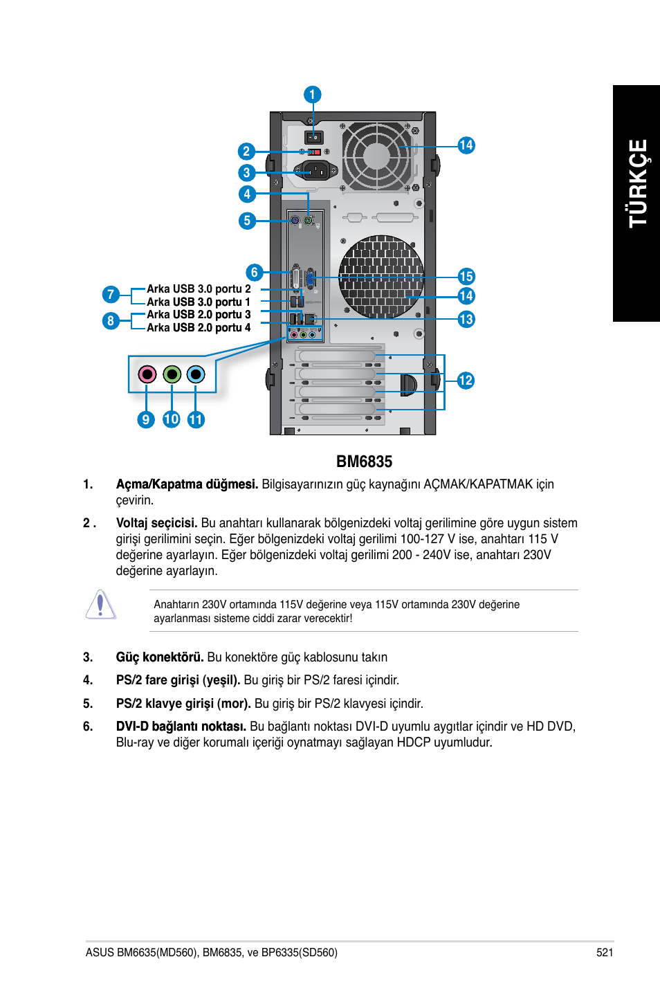 Tü rk çe tü rk çe tü rk çe tü rk çe | Asus BP6335 User Manual | Page 523 / 578