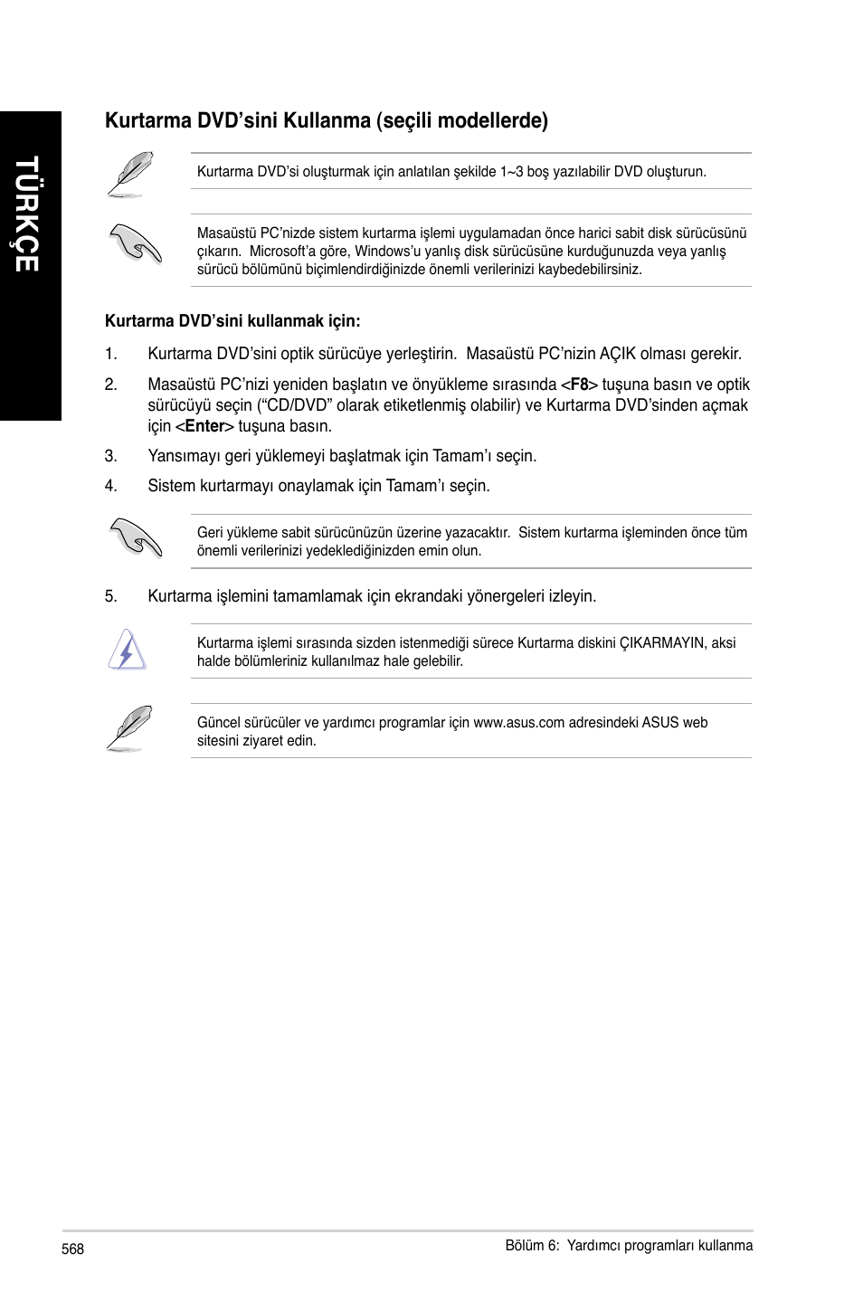 Tü rk çe tü rk çe tü rk çe tü rk çe | Asus BP6335 User Manual | Page 570 / 578