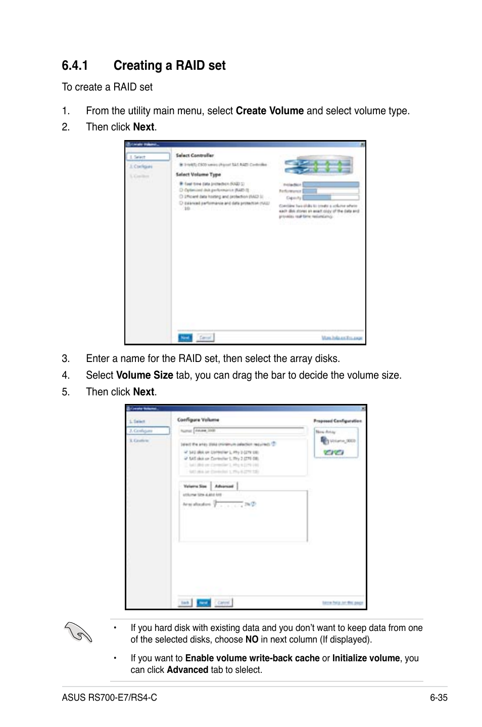 1 creating a raid set, Creating a raid set -35 | Asus RS700-E7/RS4-C User Manual | Page 149 / 196