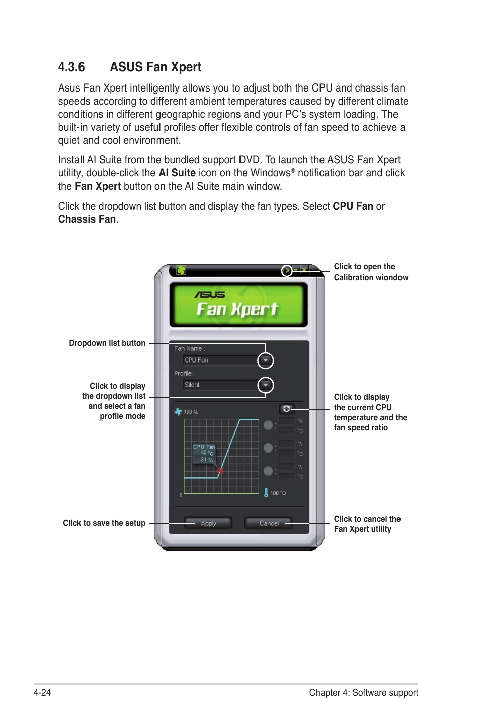 6 asus fan xpert, Asus fan xpert -24 | Asus Rampage II Gene User Manual | Page 140 / 176