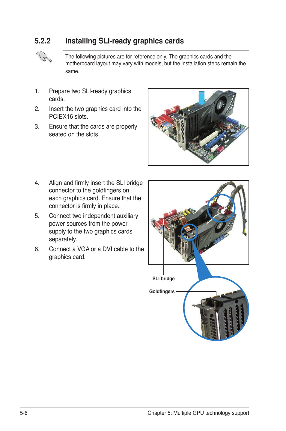 2 installing sli-ready graphics cards, Installing sli-ready graphics cards -6 | Asus Rampage II Gene User Manual | Page 166 / 176