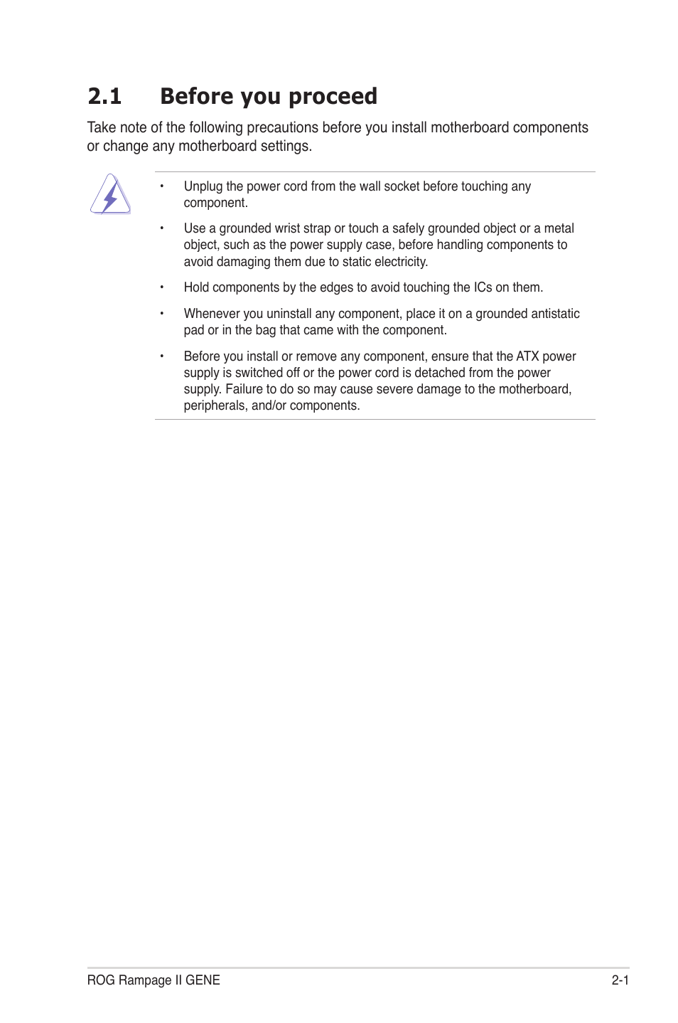 1 before you proceed, Before you proceed -1 | Asus Rampage II Gene User Manual | Page 25 / 176