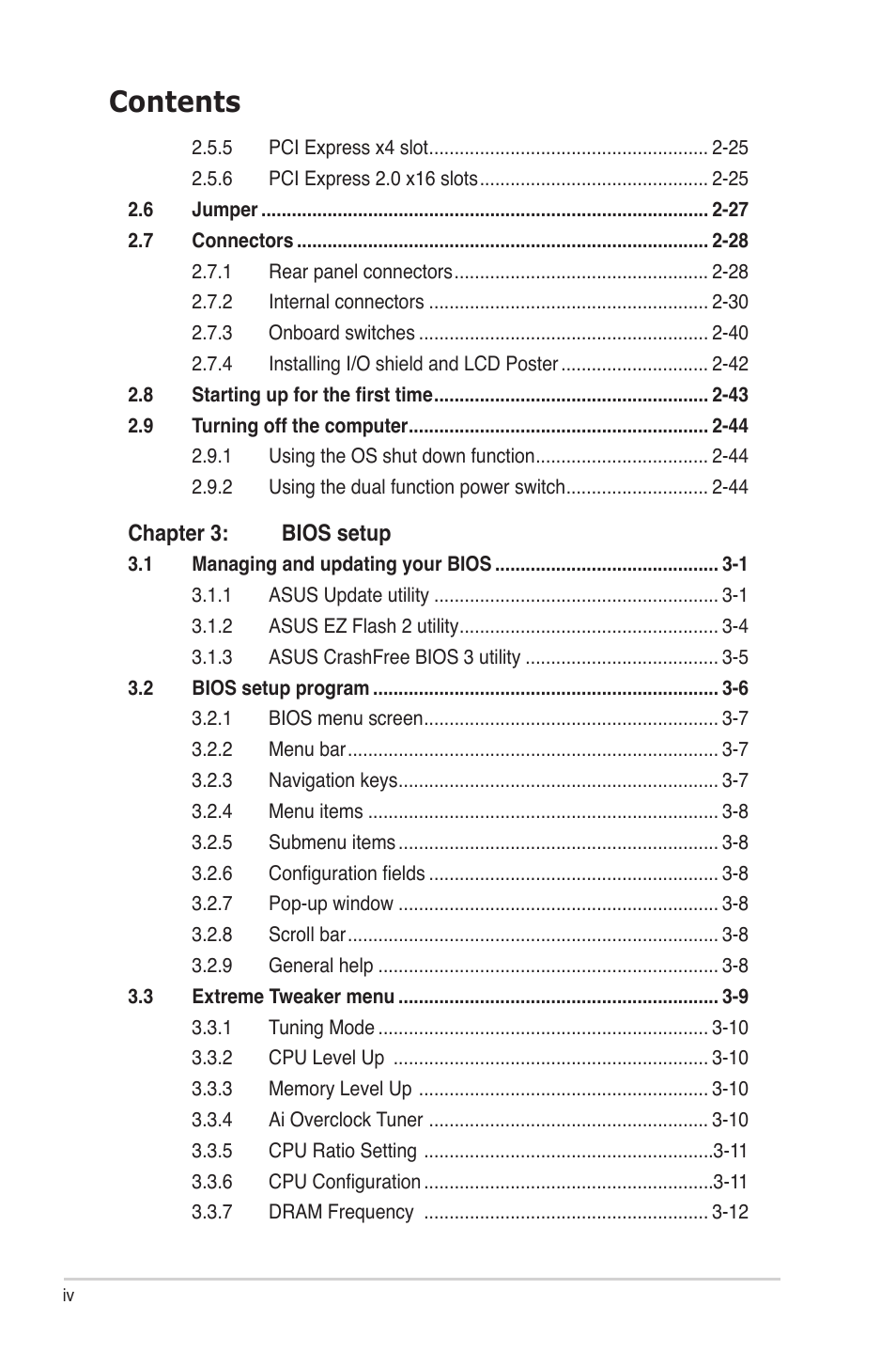 Asus Rampage II Gene User Manual | Page 4 / 176