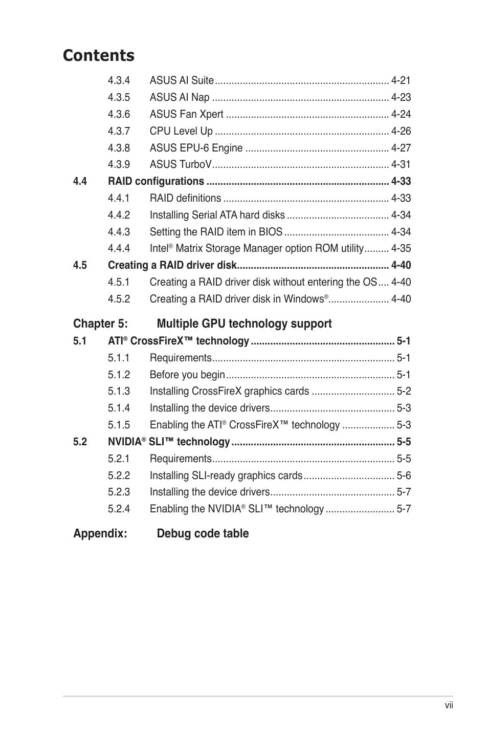 Asus Rampage II Gene User Manual | Page 7 / 176