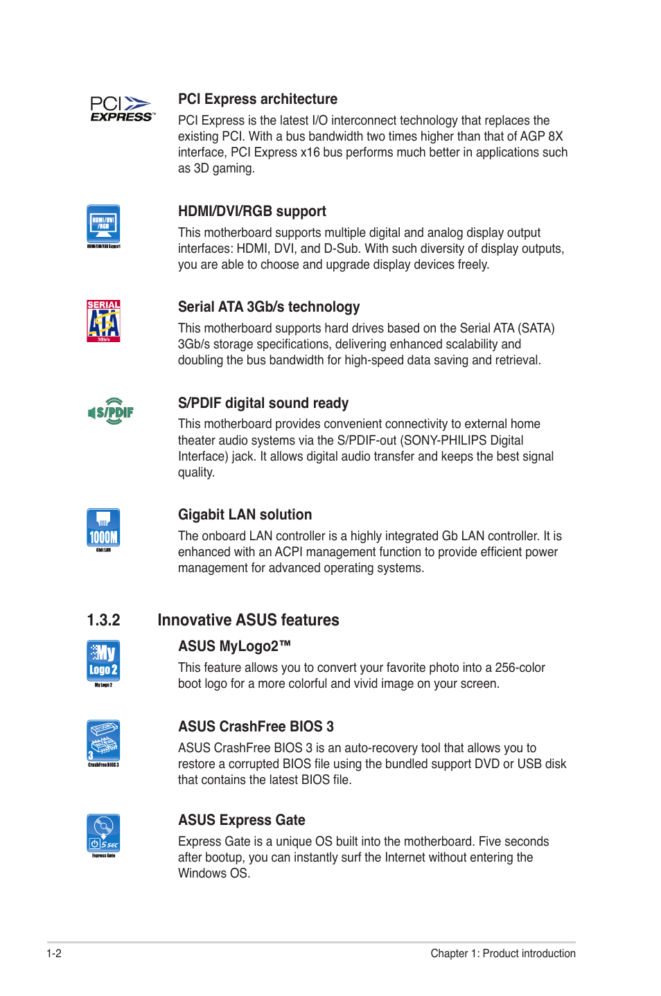 2 innovative asus features, Innovative asus features -2 | Asus P5G43T-M PRO User Manual | Page 12 / 60