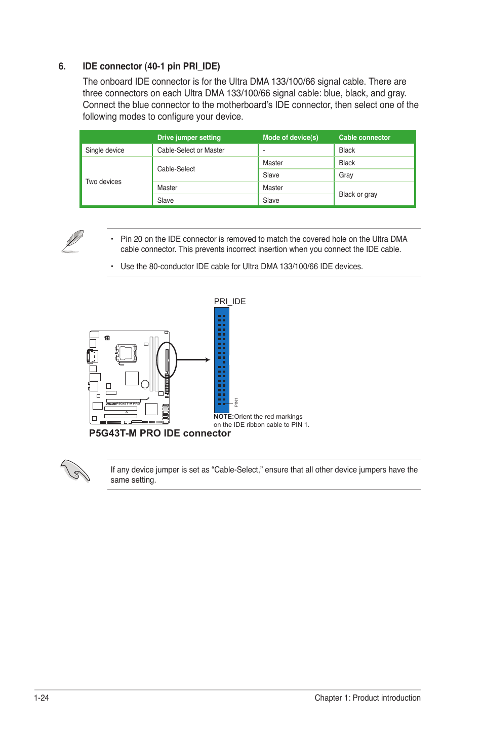 P5g43t-m pro ide connector | Asus P5G43T-M PRO User Manual | Page 34 / 60