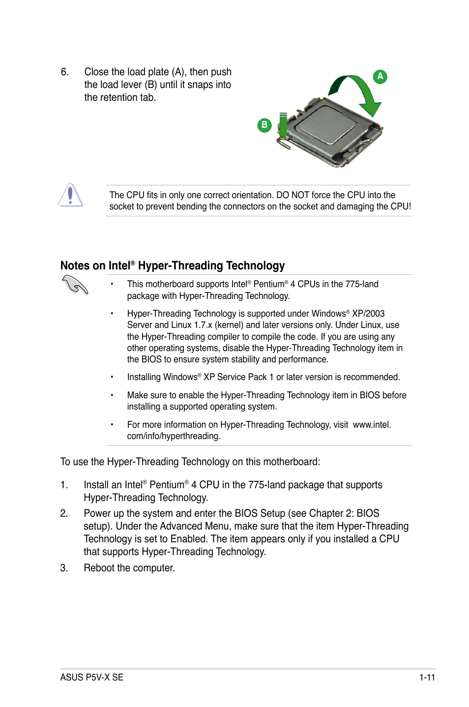 Hyper-threading technology | Asus P5V-X SE User Manual | Page 23 / 88