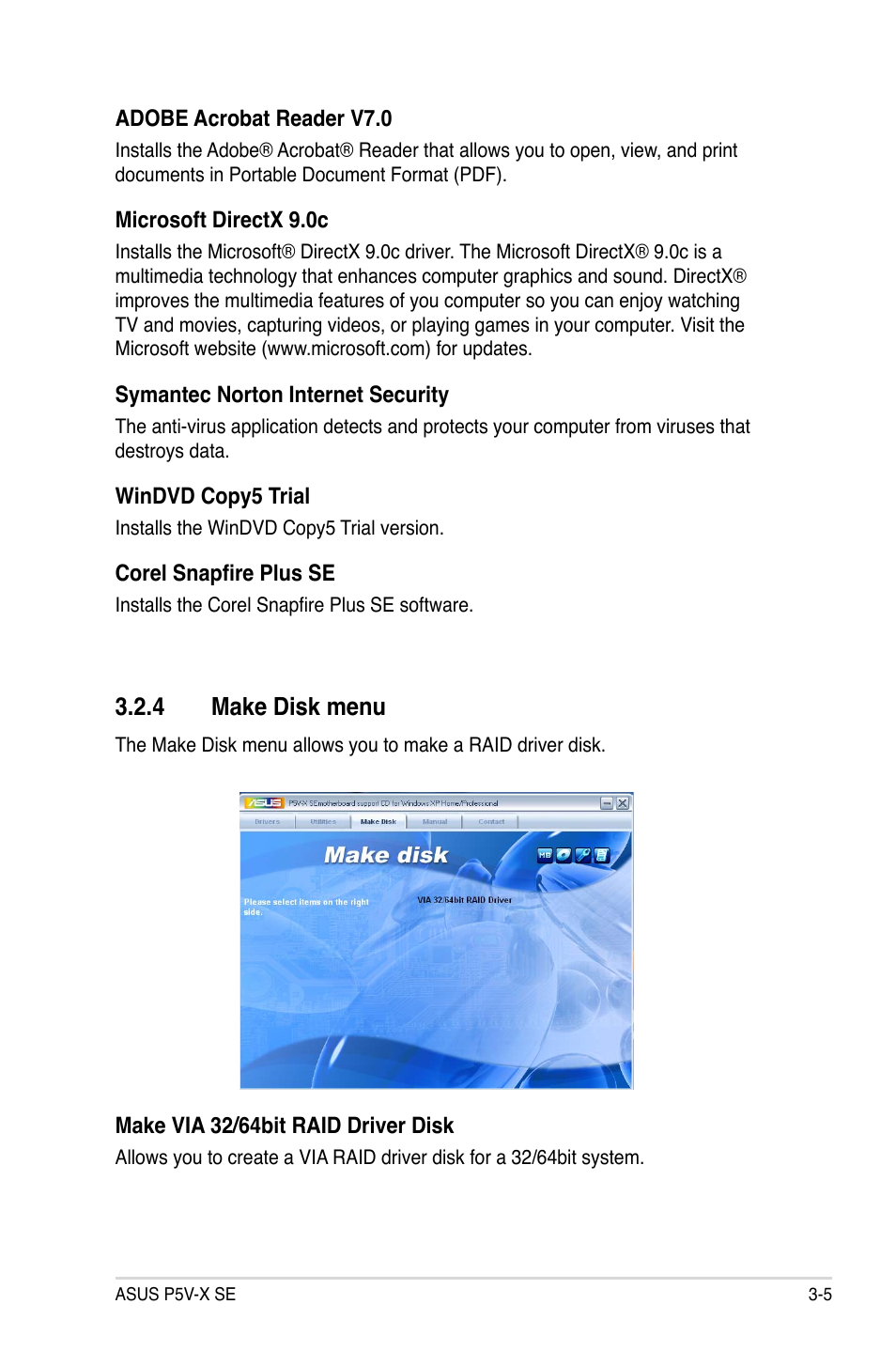 4 make disk menu | Asus P5V-X SE User Manual | Page 87 / 88