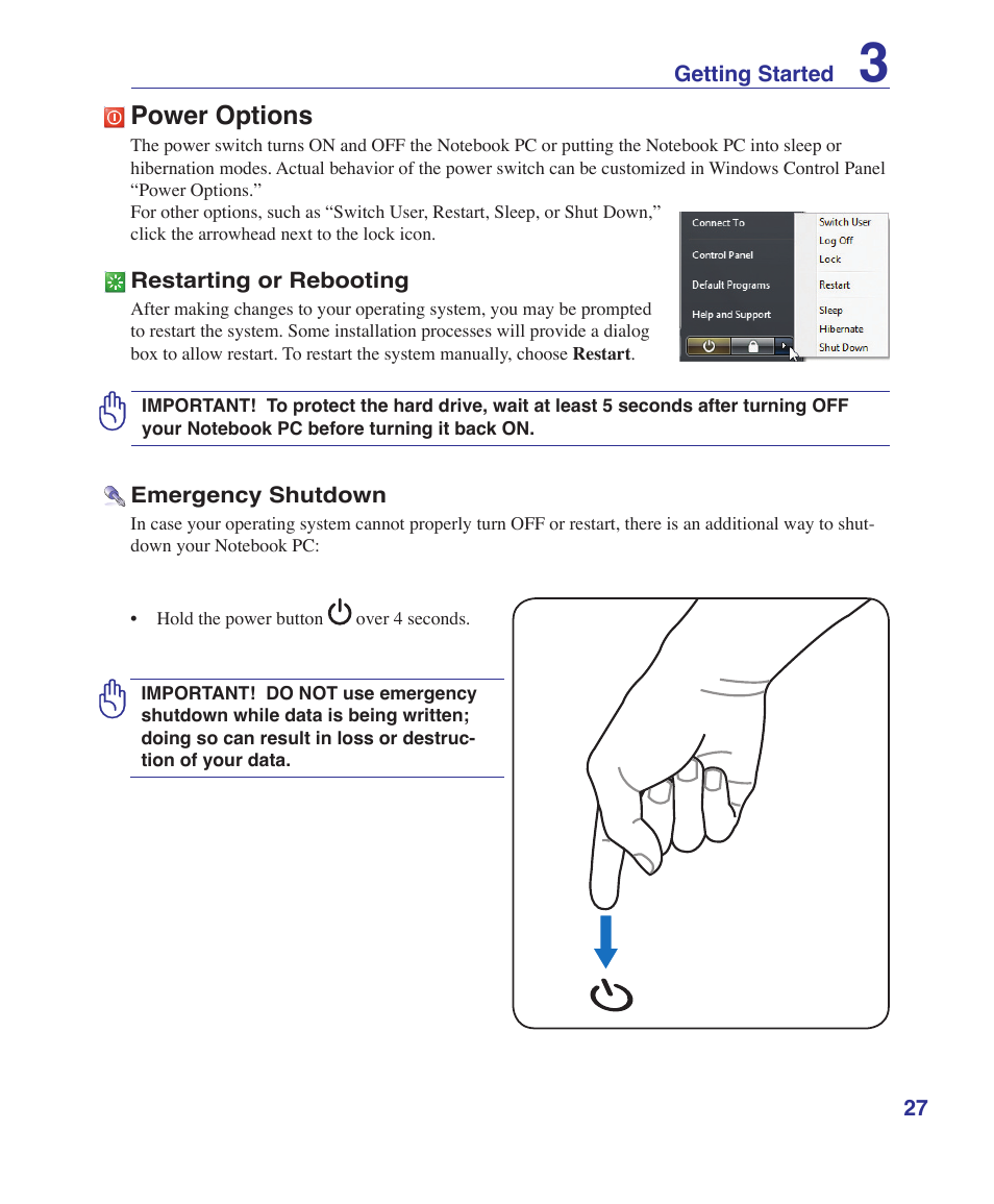 Power options | Asus UL30A User Manual | Page 27 / 82